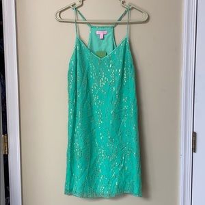 Lilly Pulitzer Dusk Dress - Green with Gold Accents